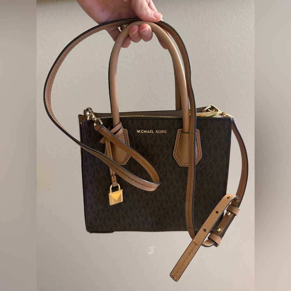 Michael Kors Black and Tan Satchel